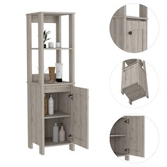 4-Shelf Linen Cabinet Light Grey