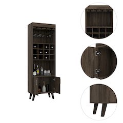 1-Drawer 2-Shelf Bar Cabinet Dark Walnut