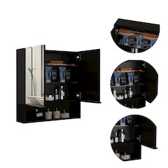 Rectangle Medicine Cabinet with Mirror Black Wengue
