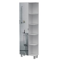 5-Shelf Linen Cabinet with Mirror White