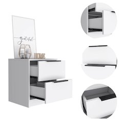 2-Drawer Nightstand White