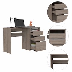 3-Drawer 1-Shelf Computer Desk Light Grey