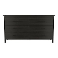 6-Drawer Rectangle Dresser Black Wengue