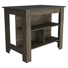 3-Shelf Kitchen Island Dark Brown and Onix