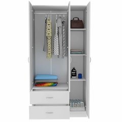 2-Drawer 3-Door Armoire White