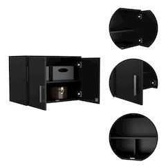 2-Door Rectangle Wall Cabinet Black Wengue