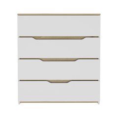 4-Drawer Dresser White and Light Oak