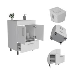 2-Door Rectangle Single Bathroom Vanity White