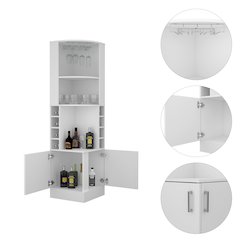 8-Bottle 2-Shelf Bar Cabinet White