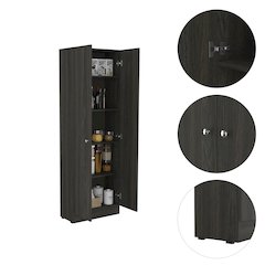 Rectangle 2-Door Storage Tall Cabinet Carbon Espresso and Black Wengue