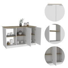 2-Shelf Kitchen Island Light Oak and White