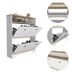 2-Shelf Shoe Rack Light Oak and White