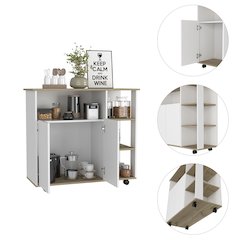 4-Shelf Kitchen Island Light Oak and White