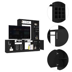 6-Bottle 2-Door Entertainment Center Black Wengue