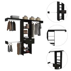 1-Drawer 4-Shelf Closet System Black Wengue