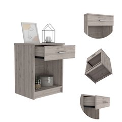 1-Drawer 1-Shelf Nightstand Light Grey