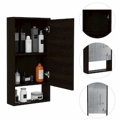 Rectangle Medicine Cabinet with Mirror Black Wengue