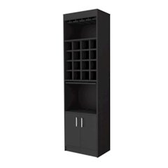 16-Bottle 1-Shelf Bar Cabinet Black Wengue