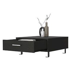 1-Drawer Rectangle Coffee Table Black Wengue