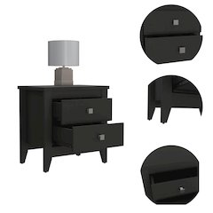 2-Drawer Nightstand Black Wengue