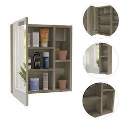 1-Shelf Rectangle Medicine Cabinet with Mirror Light Oak