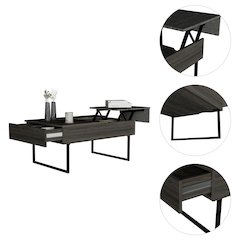 Rectangle Lift Top Coffee Table Carbon Espresso and Onyx