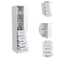 3-Drawer 3-Shelf Linen Cabinet White