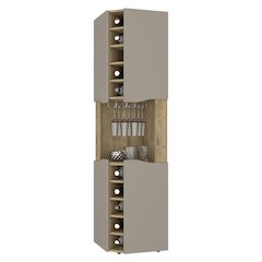 10-Bottle Bar Cabinet Macadamia and Taupe