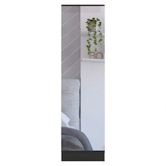 Rectangle Tall Shoe Cabinet with Mirror Black Wengue