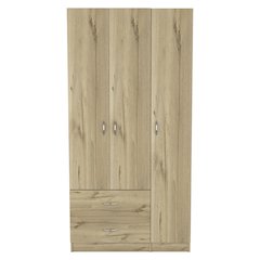 2-Drawer 3-Door Armoire Light Oak