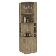 8-Bottle 2-Shelf Bar Cabinet Macadamia