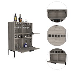 6-Bottle Rectangle Bar Cabinet Light Grey