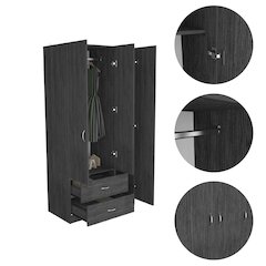 2-Drawer 3-Door Armoire Smokey Oak