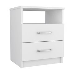 2-Drawer 1-Shelf Rectangle Nightstand White