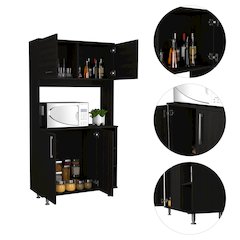 3-Shelf Pantry Cabinet Black Wengue
