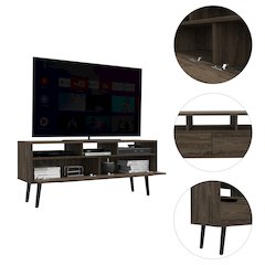 2-Drawer 3-Shelf TV Stand Dark Walnut