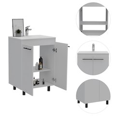 2-Door Rectangle Freestanding Vanity Cabinet White