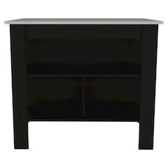3-Shelf Kitchen Island Black and Ibiza Marble
