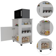 4-Shelf Microwave Cabinet with Caster White