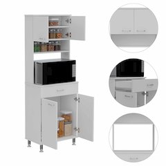 1-Drawer 1-Shelf Area Pantry with Adjustable Metal Legs White