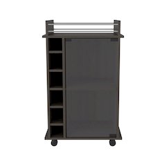 4-Shelf 2-piece Living Room Set, Coffee Table and Bar Cabinet Black and Espresso