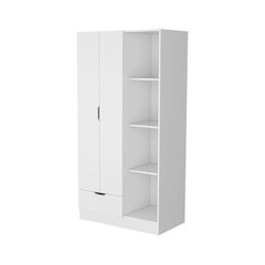 2-Door Armoire with Open Compartment White
