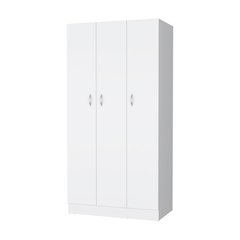 3-Door Wardrobe with Hanging Rod White