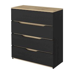 2-Piece Bedroom Set, Nightstand and Dresser, Black, Pine and Light Oak