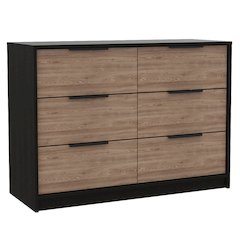2-Piece Bedroom Set, Nightstand and Dresser, Black and Light Oak