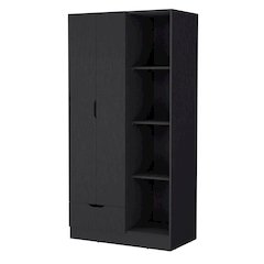 2-Door Armoire with Open Compartment Black