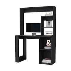 Computer Desk with Hutch and Storage Shelves Black