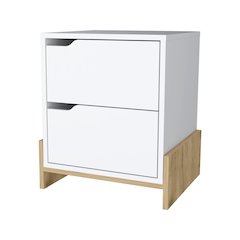 2-Drawer Nightstand in White and Macadamia