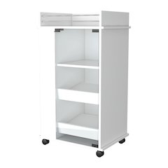 Park Glass Door Bar Cart with Bottle Holder and Casters White