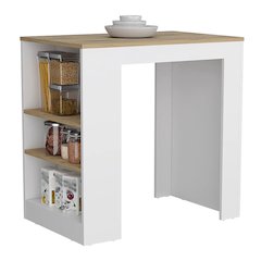 Kitchen Island with Storage Base in White and Macadamia